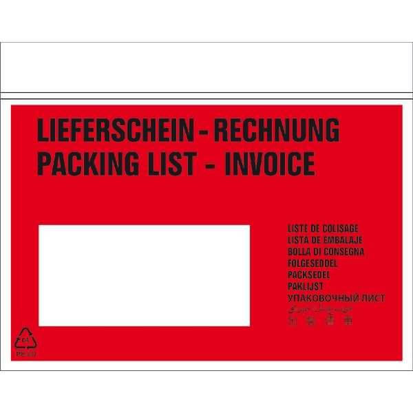 Begleitpapiertasche C6 Lieferschein/Rechnung u. Packliste