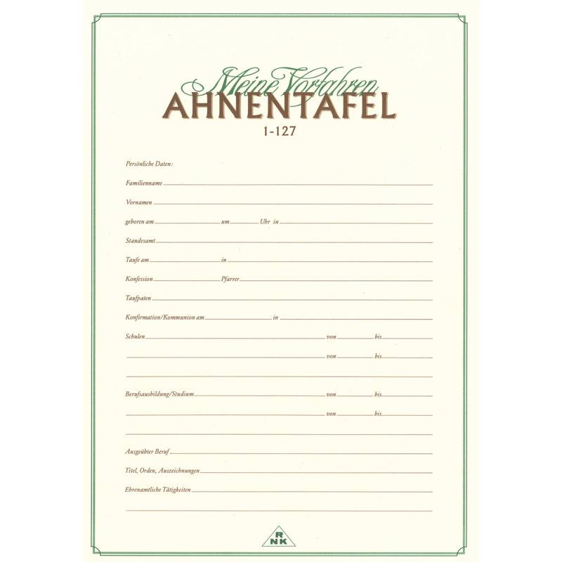 RNK Verlag Ahnentafel "Meine Vorfahren", DIN A2