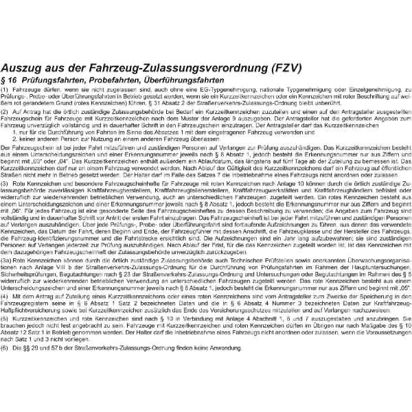 Nachweisheft für rote Kennzeichen A5 quer 8 Blatt