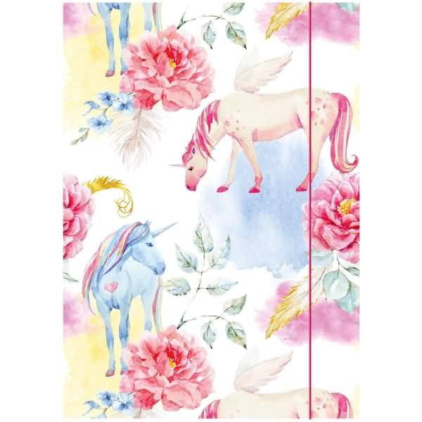 Zeichenmappe A3 Karton 350g/qm Gummizug Einhorn