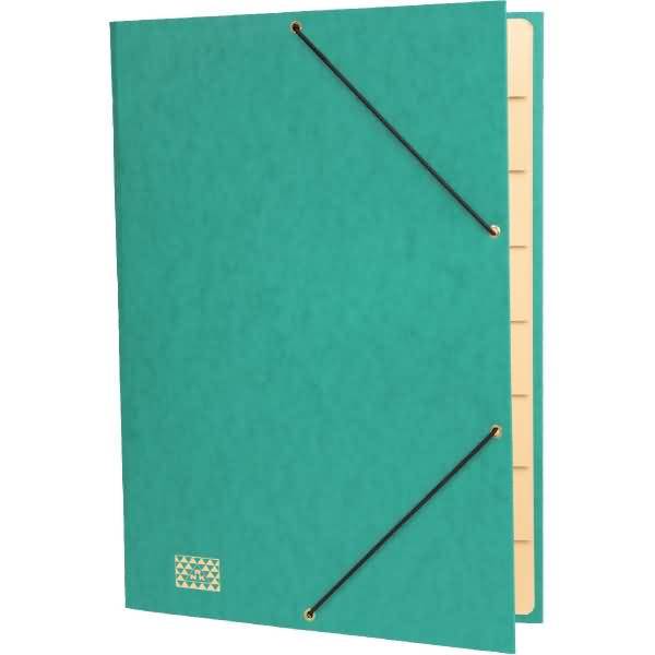 Ordnungsmappe A4 Glanzkarton 390 g/qm DIN 9 Fächer grün