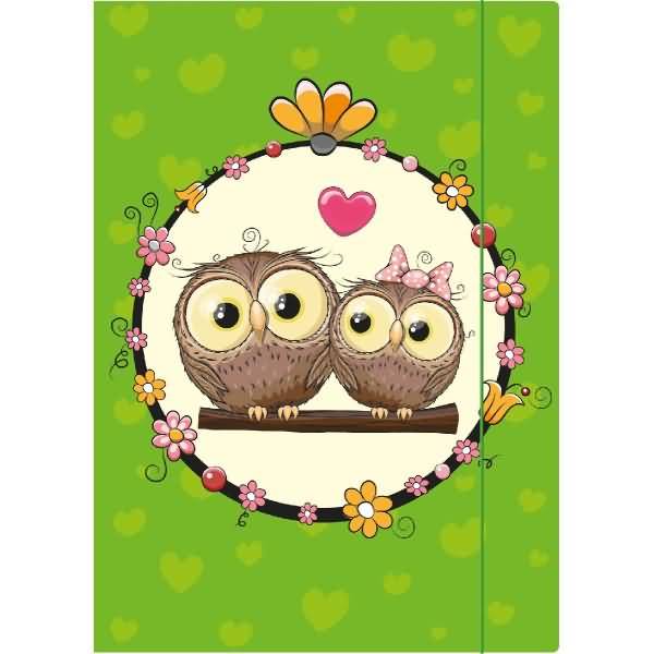 Zeichenmappe A4 Eulen Chromo Duplexkarton 500 g/qm