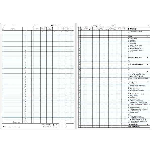 Hauskontobuch Reimers A4 1 Jahr bis 52 Mieter 16 Blatt grün