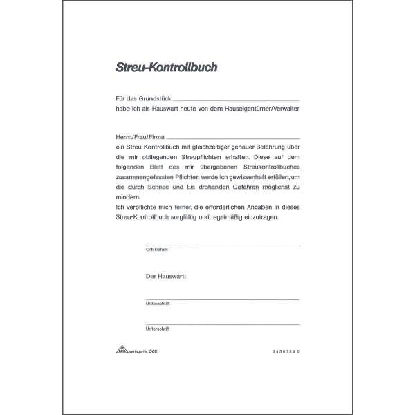 Streu-Kontrollbuch A5 24 Seiten kartoniert