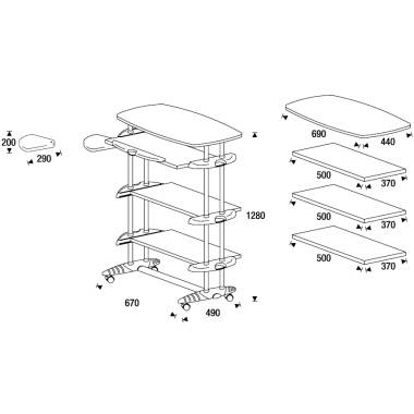 rocada Arbeitstisch Virtual Alta RD 5220 4Ebenen lichtgrau