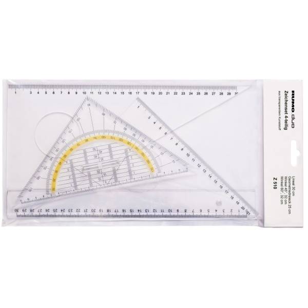 Zeichenset Duo 4-teilig Kunststoff transparent