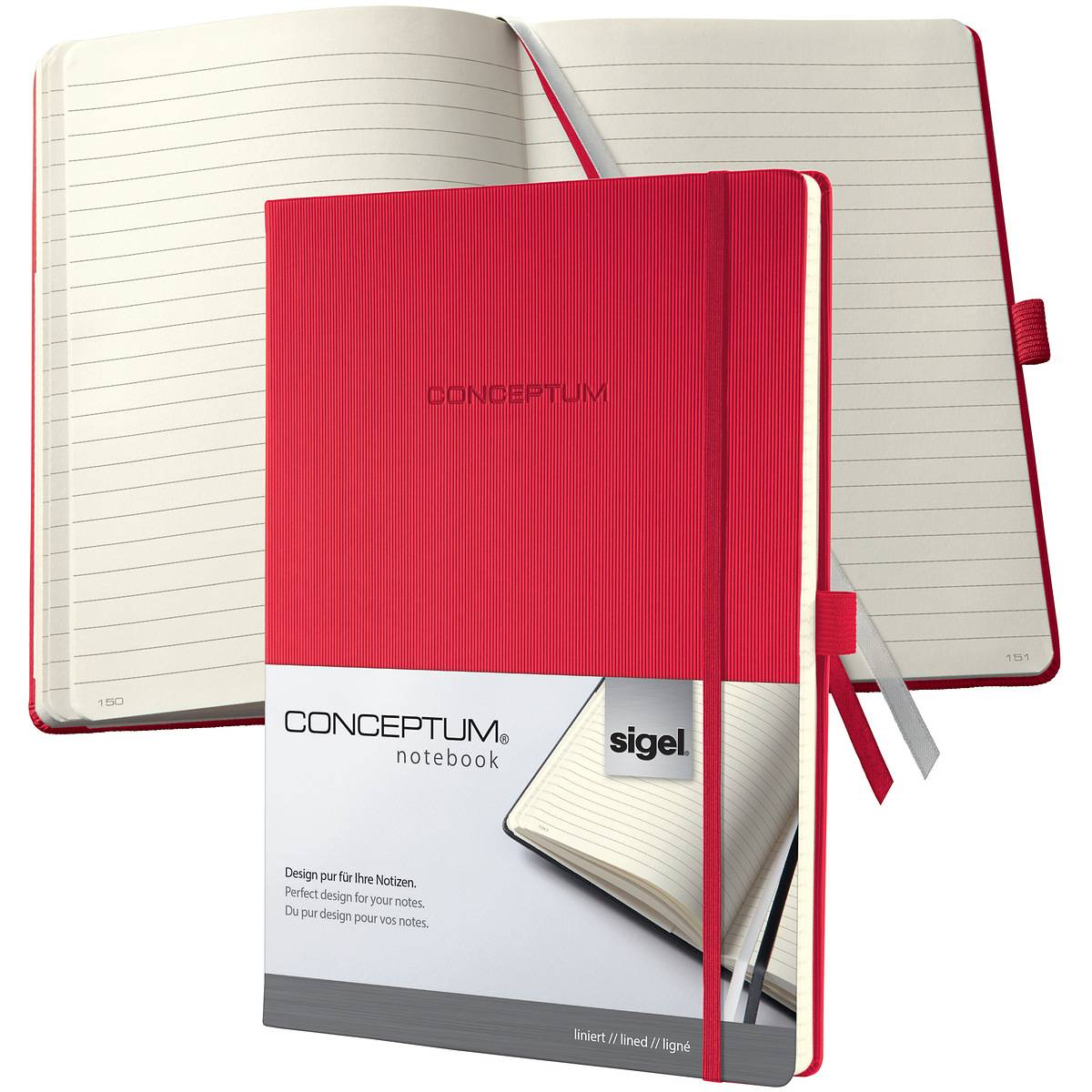 SIGEL Notizbuch Conceptum, Hardcover, ca. A4, liniert, rot, 194 S.