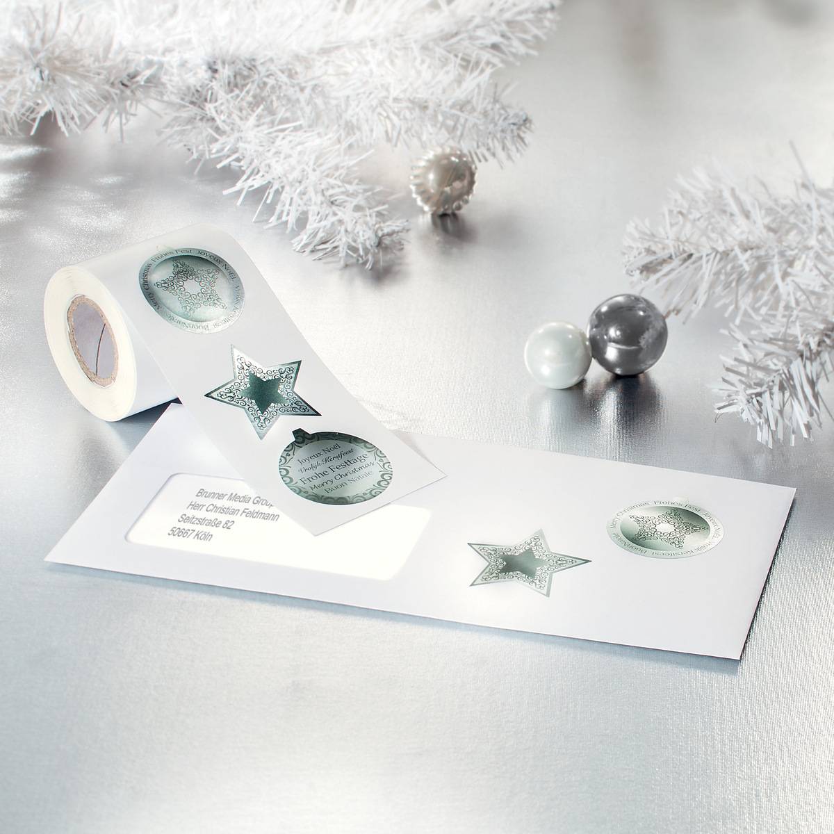 SIGEL Weihnachts-Sticker auf Rolle, Christmas Wishes, 200 Sticker