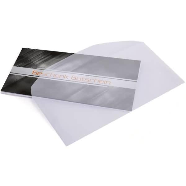 Gutschein-Karte DIN lang 220g/qm Grip inkl. transparente Umschläge VE=10 Stück