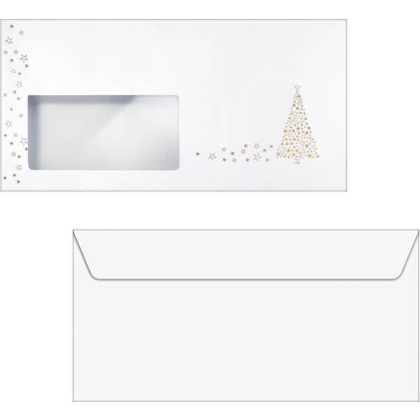 Briefumschläge Weihnachten DIN lang 90g 50 Stück Golden Tree Goldprägung