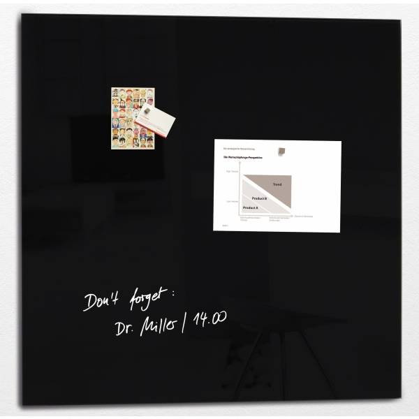 Glas-Magnetboard artverum 100x100cm schwarz