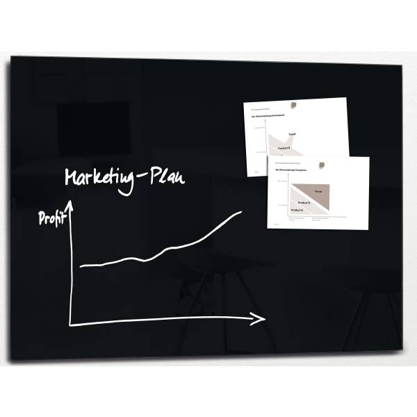 Glas-Magnetboard artverum 120x90cm schwarz