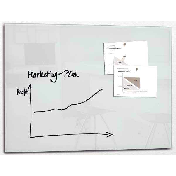 Glas-Magnetboard artverum 120x90cm weiß