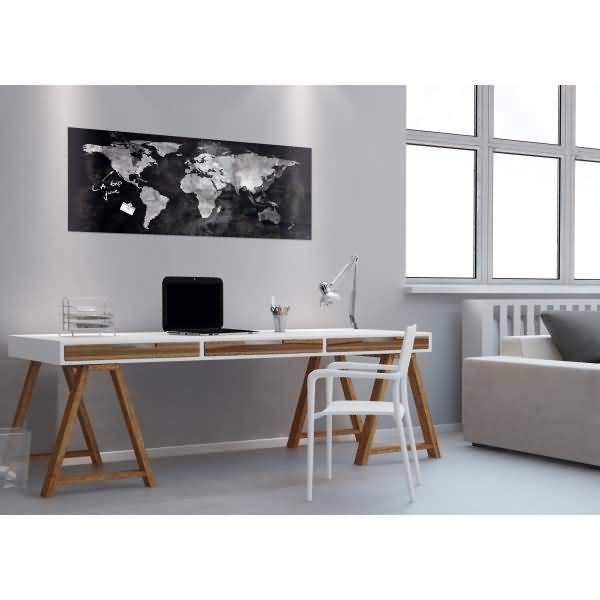 Magnetboard Glas artverum Design World-Map 130x55cm