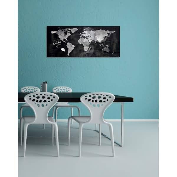 Magnetboard Glas artverum Design World-Map 130x55cm