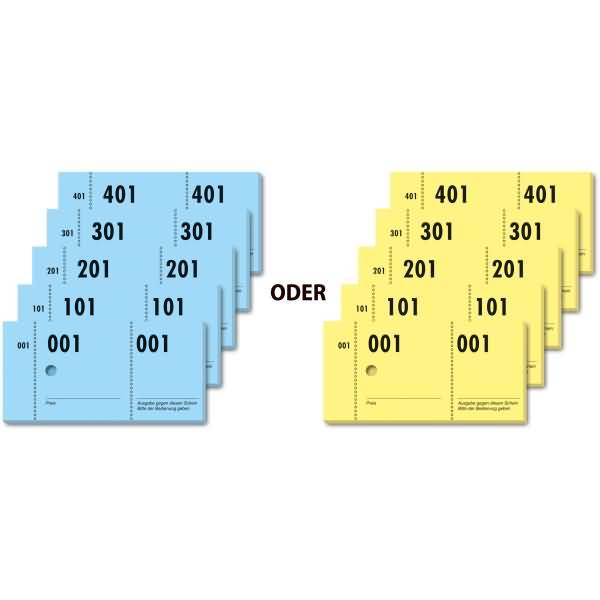 Garderobe-Nummernblock 105x50mm 1-500 VE=5 Block a 100 Blatt farbig sortiert