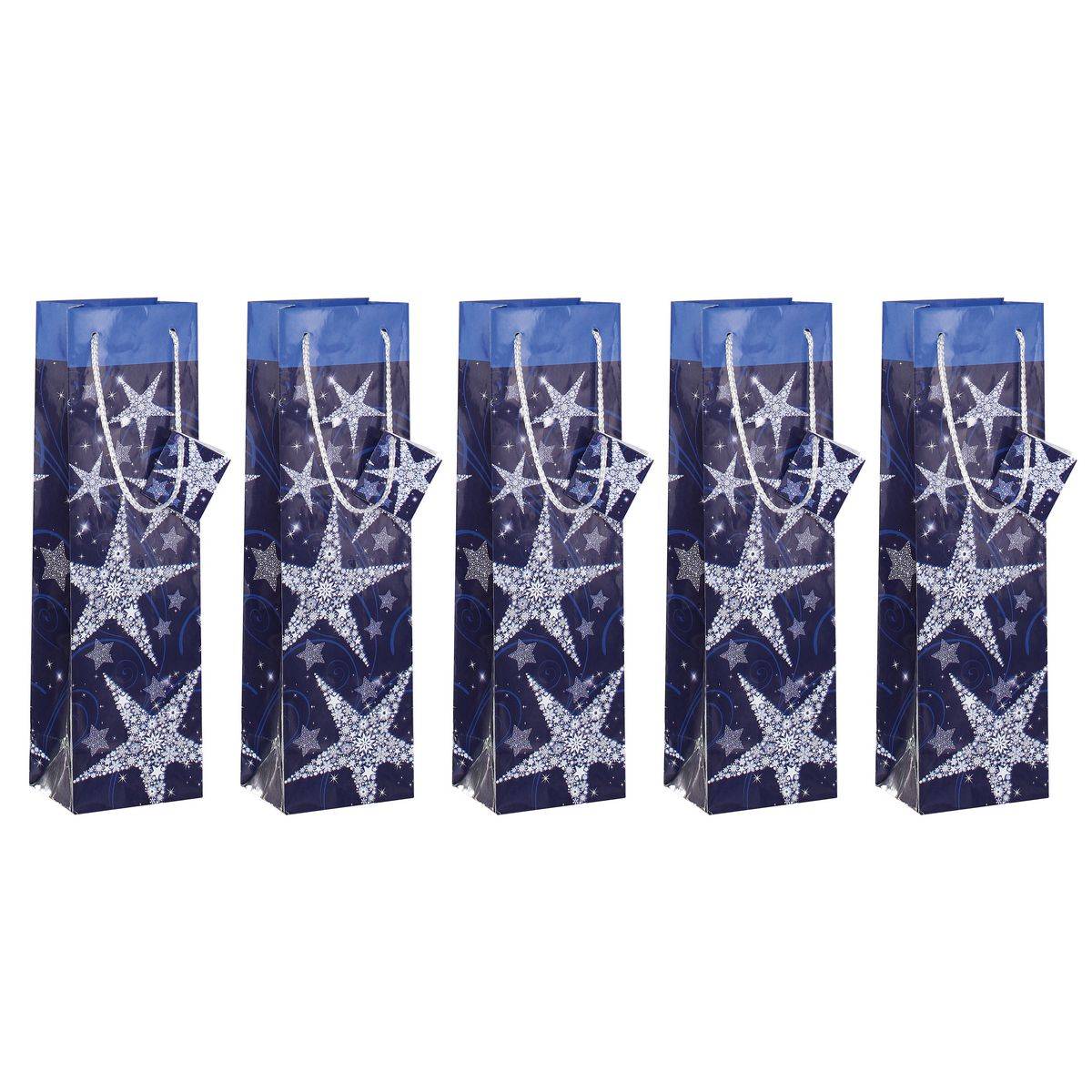 SIGEL Geschenktasche Flasche, Shining Stars, 100x350x80 mm, 1 Tasche