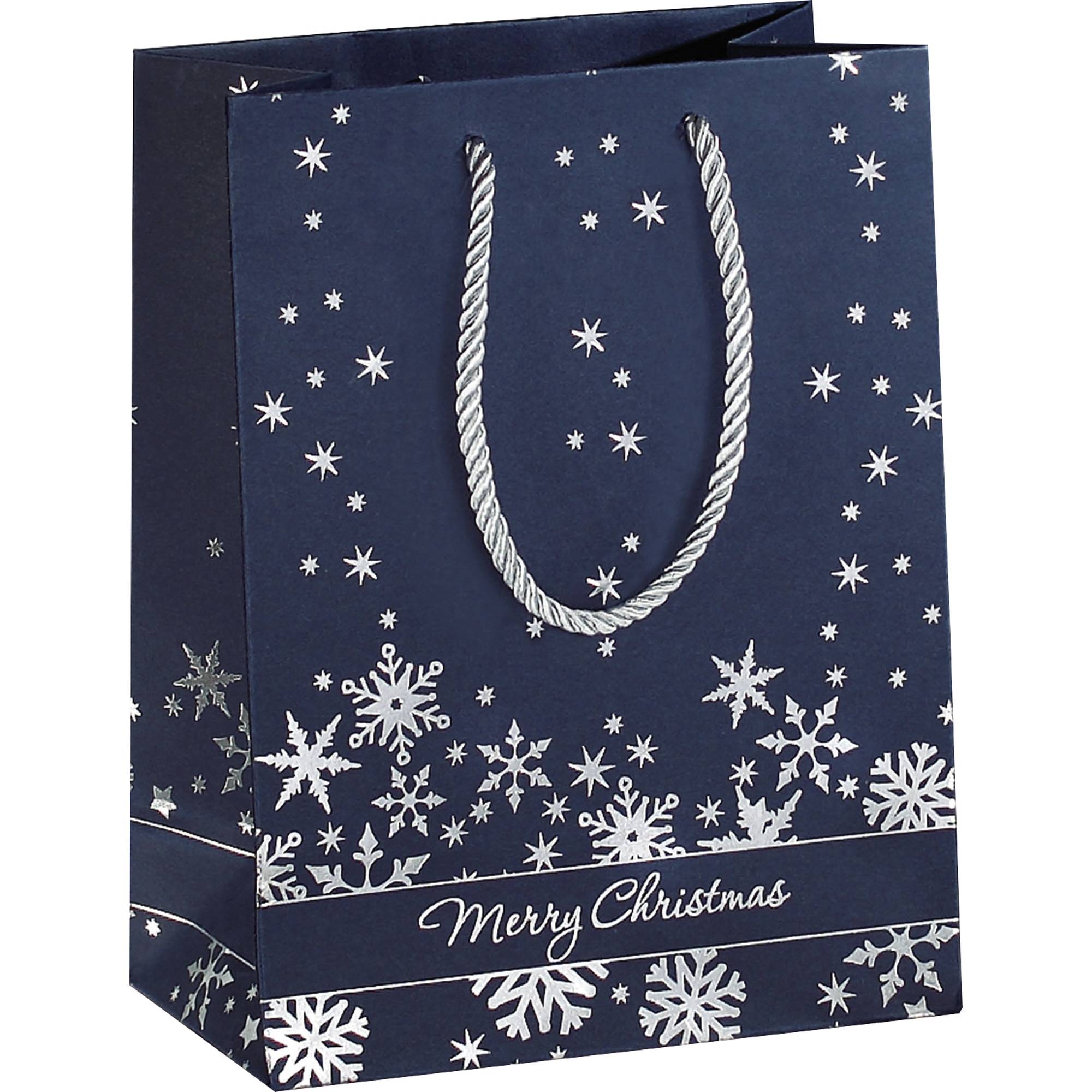 SIGEL Premium Geschenktasche GT111 175x230x100mm Silver Snowflakes