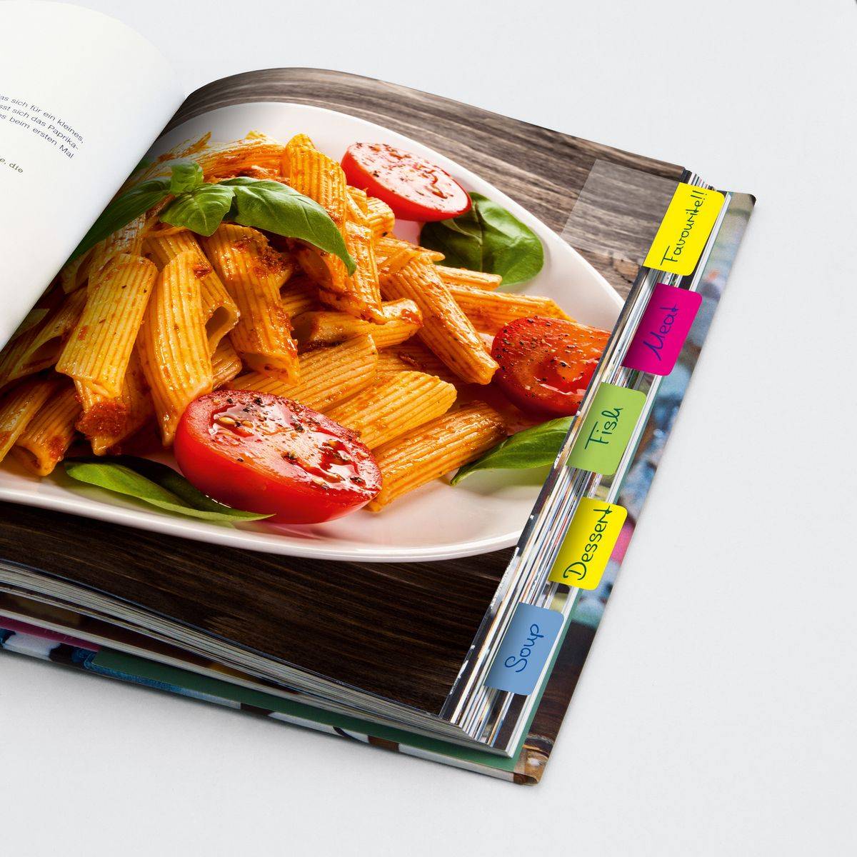 SIGEL Tab Marker, extra starke Haftmarker, Folie, lemon, pink, blau, gelb, 50x38 mm, 20 Tabs