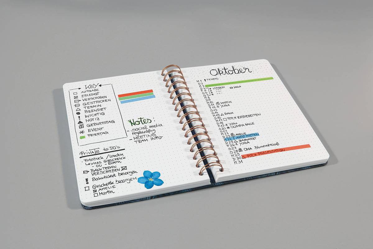 SIGEL Spiral-Notizbuch Jolie - Brush Marks - Dot-Lineatur (punktkariert) - 120 g/m² - ca. A5 - Hardcover