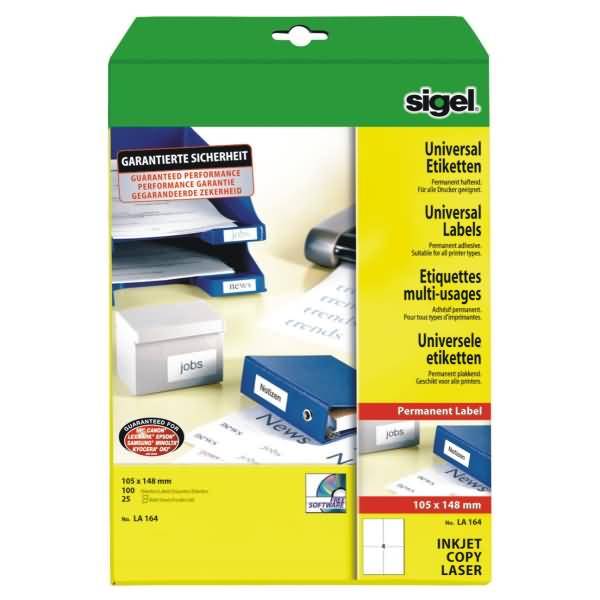 Etiketten Inkjet/Laser Kopier 105x148mm VE=100 Stück (25 Blatt) weiß