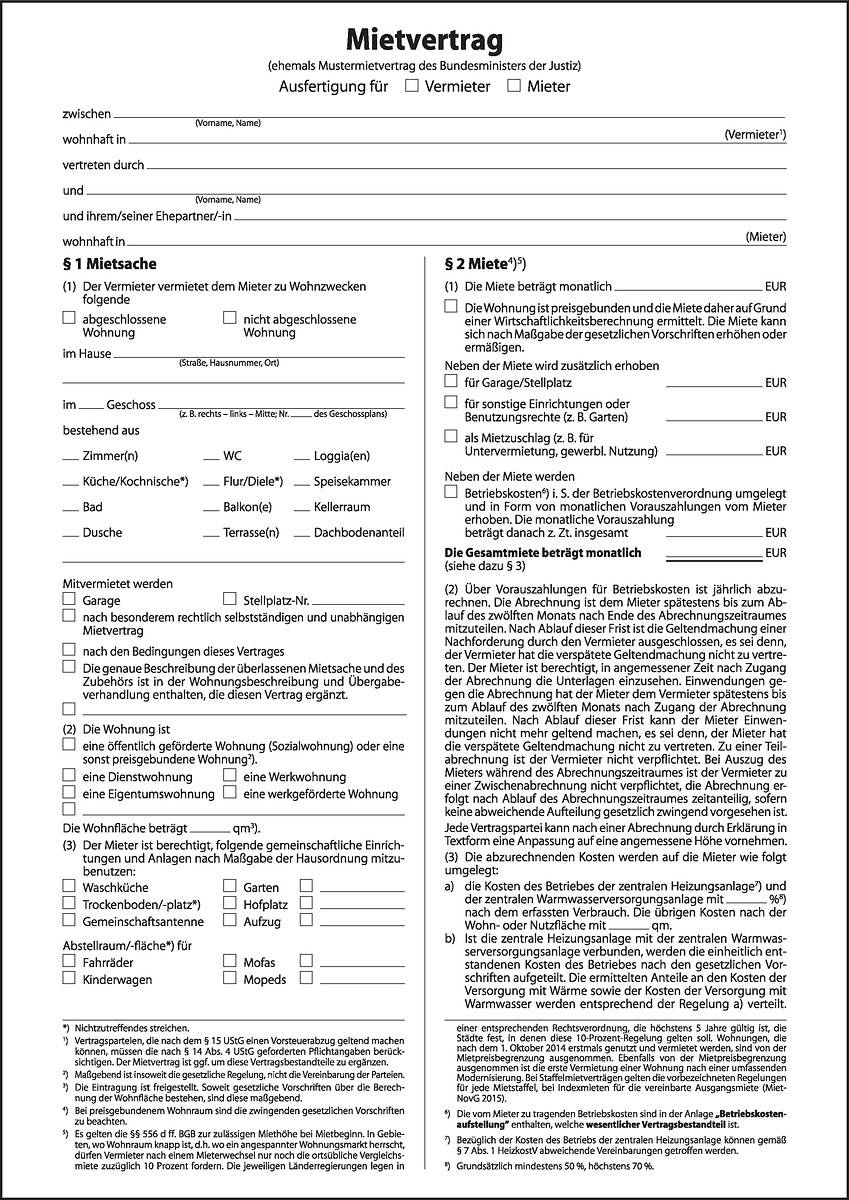 SIGEL Mietvertrag, ehemals Mustermietvertrag, A4, 6 seitig