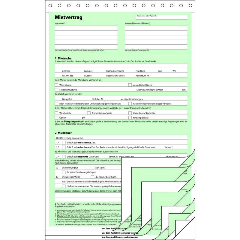 sigel Vordruck "Mietvertrag", SD, A4, 4 x 2 Blatt