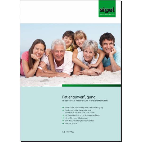 Formular Patientenverfügung DIN A4 hoch + C4 Umschlag