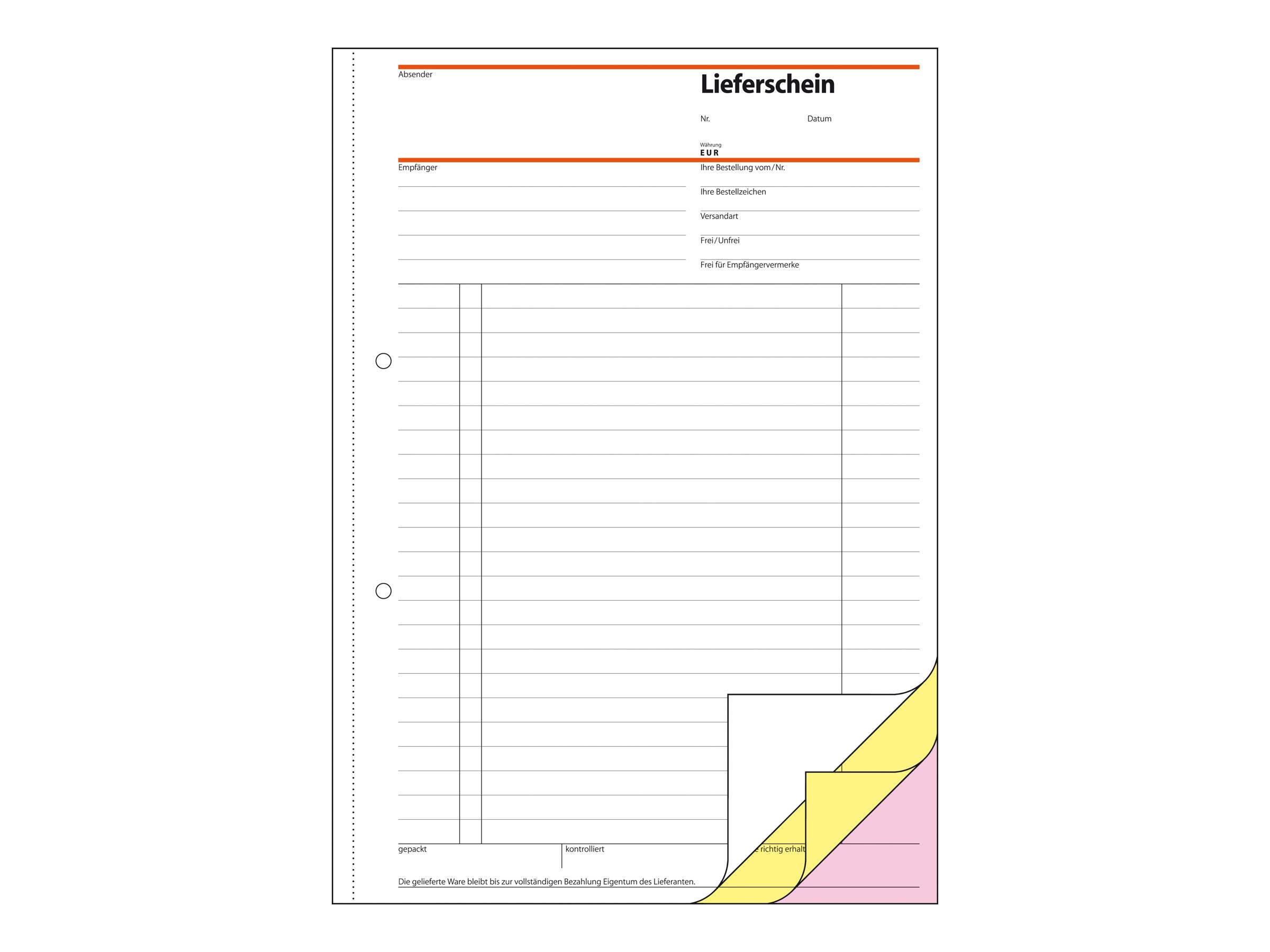 Sigel - Lieferliste - 40 Blatt - A4 - Dreifachausfertigung