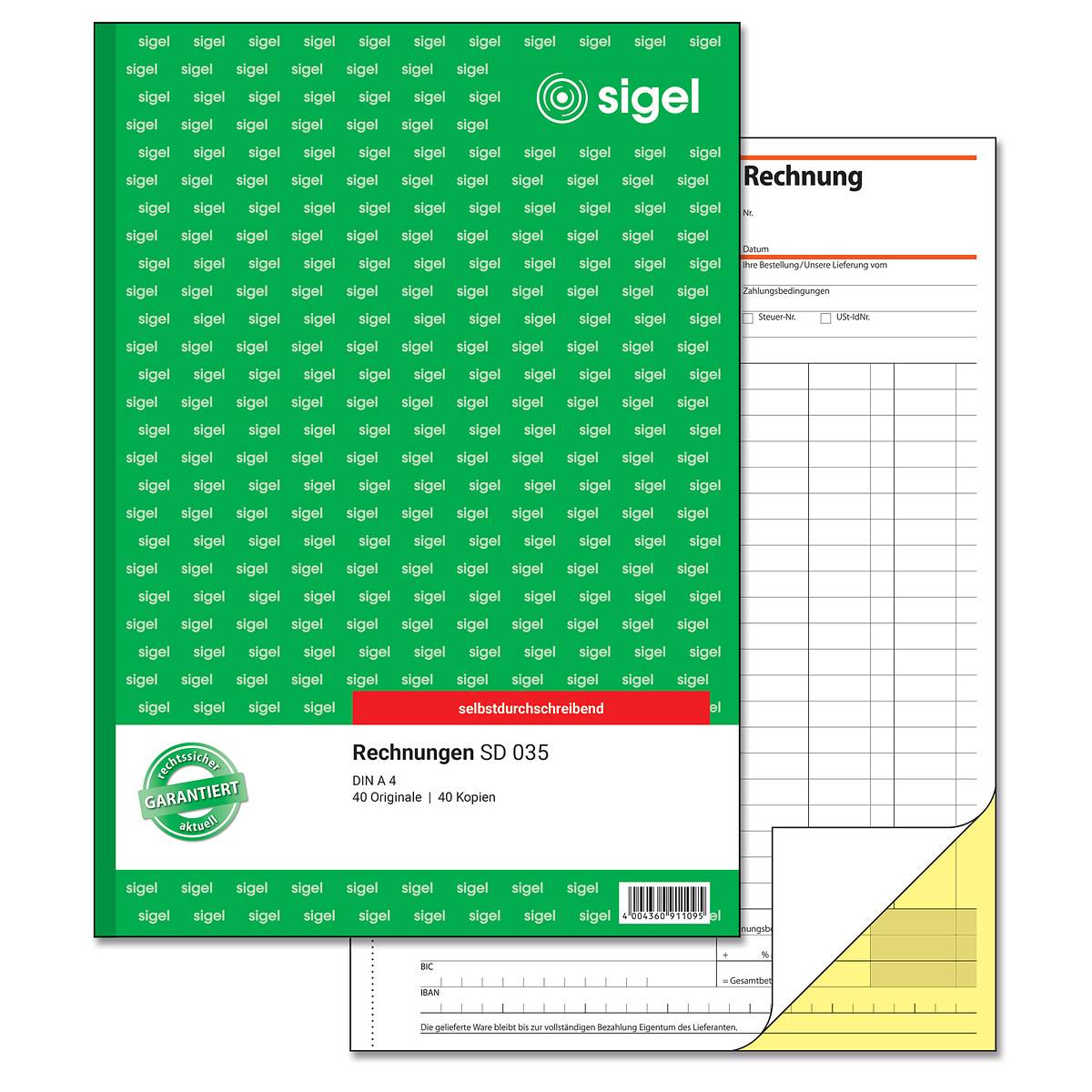 Sigel - Rechnungsformular - 40 Blatt - A4 - Kopie