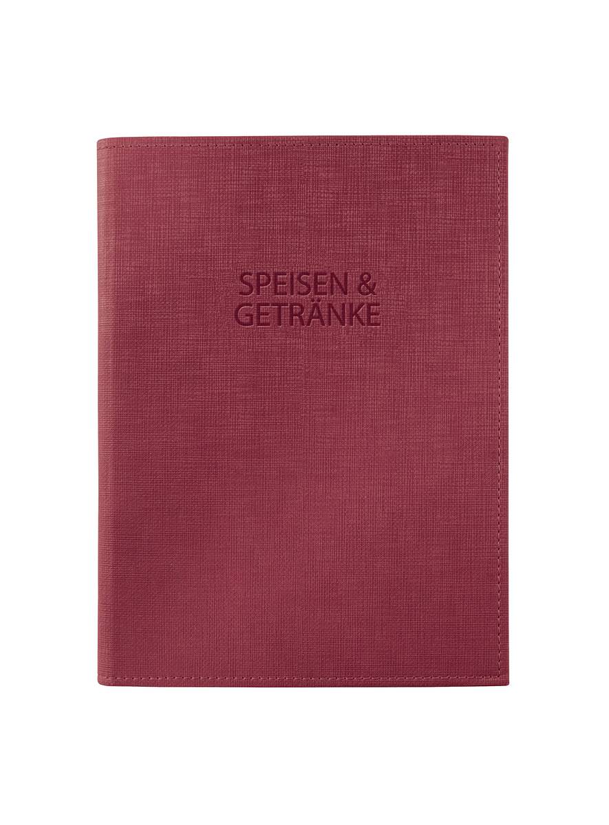 SIGEL Speisekarten-Mappe, Buchschrauben-Bindung, bordeaux, Blindprägung, 4 Einzel-Transparenthüllen für 8 Seiten, für A5