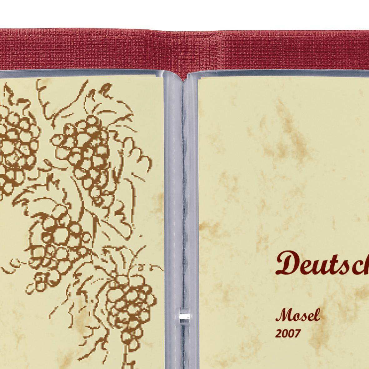 SIGEL Speisekarten-Mappe, Buchschrauben-Bindung, bordeaux, Blindprägung, 4 Einzel-Transparenthüllen für 8 Seiten, für A5