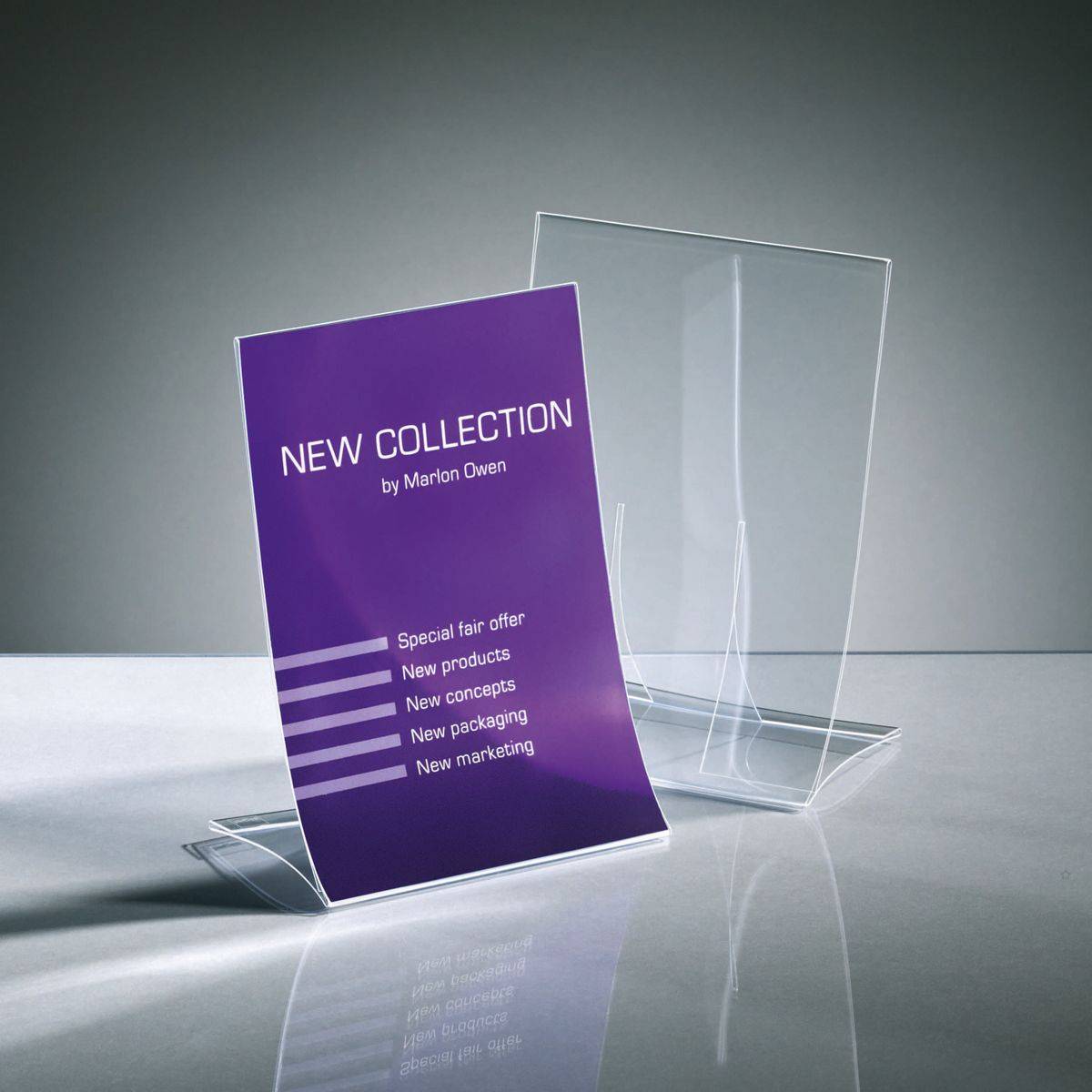 SIGEL Tischaufsteller, klappbar, glasklar, Acryl, für A5