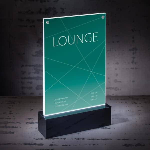 LED-Tischaufsteller luminous beleuchtbar batteriebetrieben A5