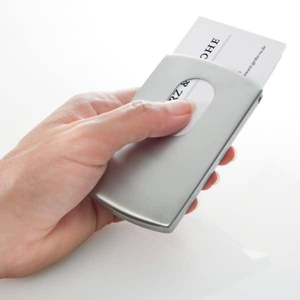 Visitenkarten-Etui Snap Edelstahl für 12 Karten bis Größe 91x57mm