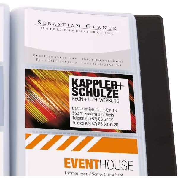 Visitenkarten-Mappe Lederoptik für 192 Karten bis Größe 90x58mm