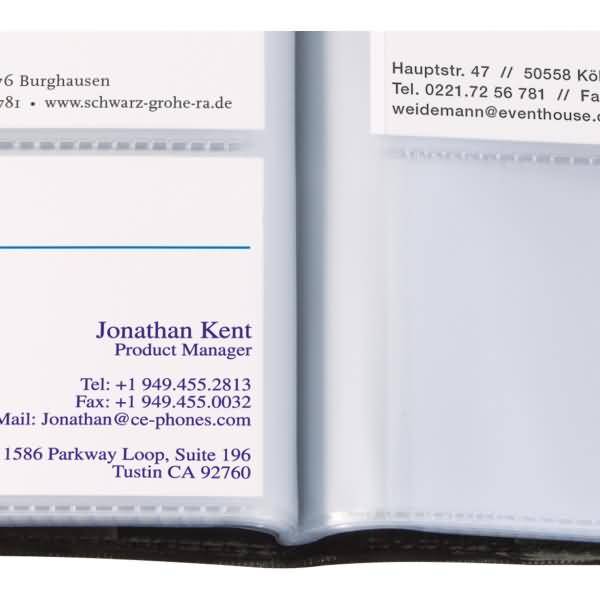 Visitenkarten-Mappe Lederoptik für 192 Karten bis Größe 90x58mm