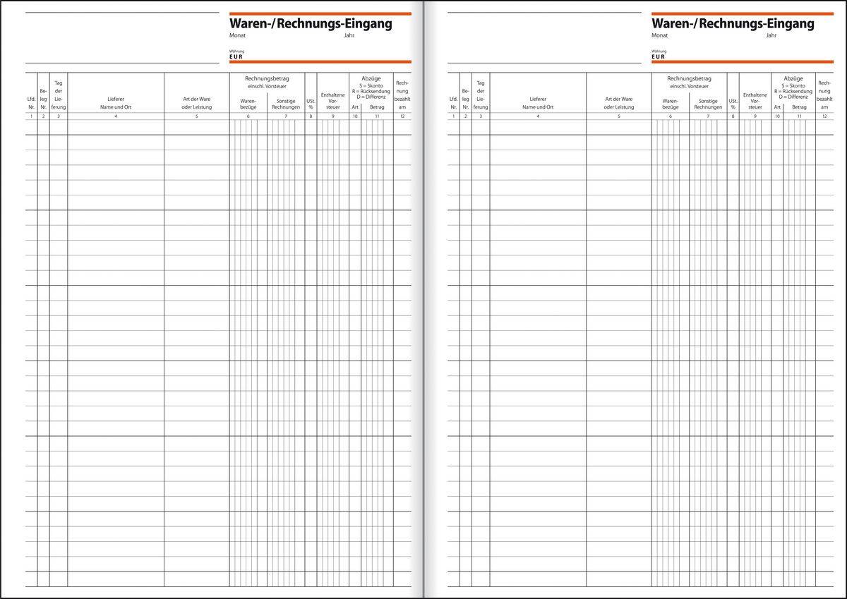 SIGEL Waren-/Rechnungs-Eingangsbuch, alle Blätter fest im Buch, A4, 50 Blatt