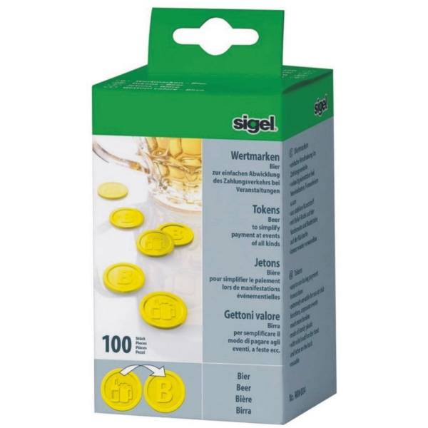 Wertmarken Bier 25mm gelb VE=100 Stück