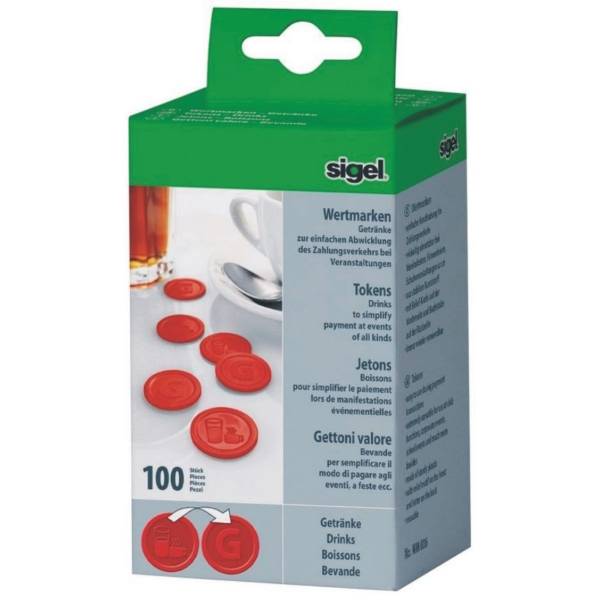 Wertmarken Getränke 25mm rot VE=100 Stück