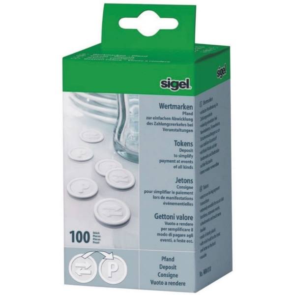 Wertmarken Pfand 25mm weiß VE=100 Stück