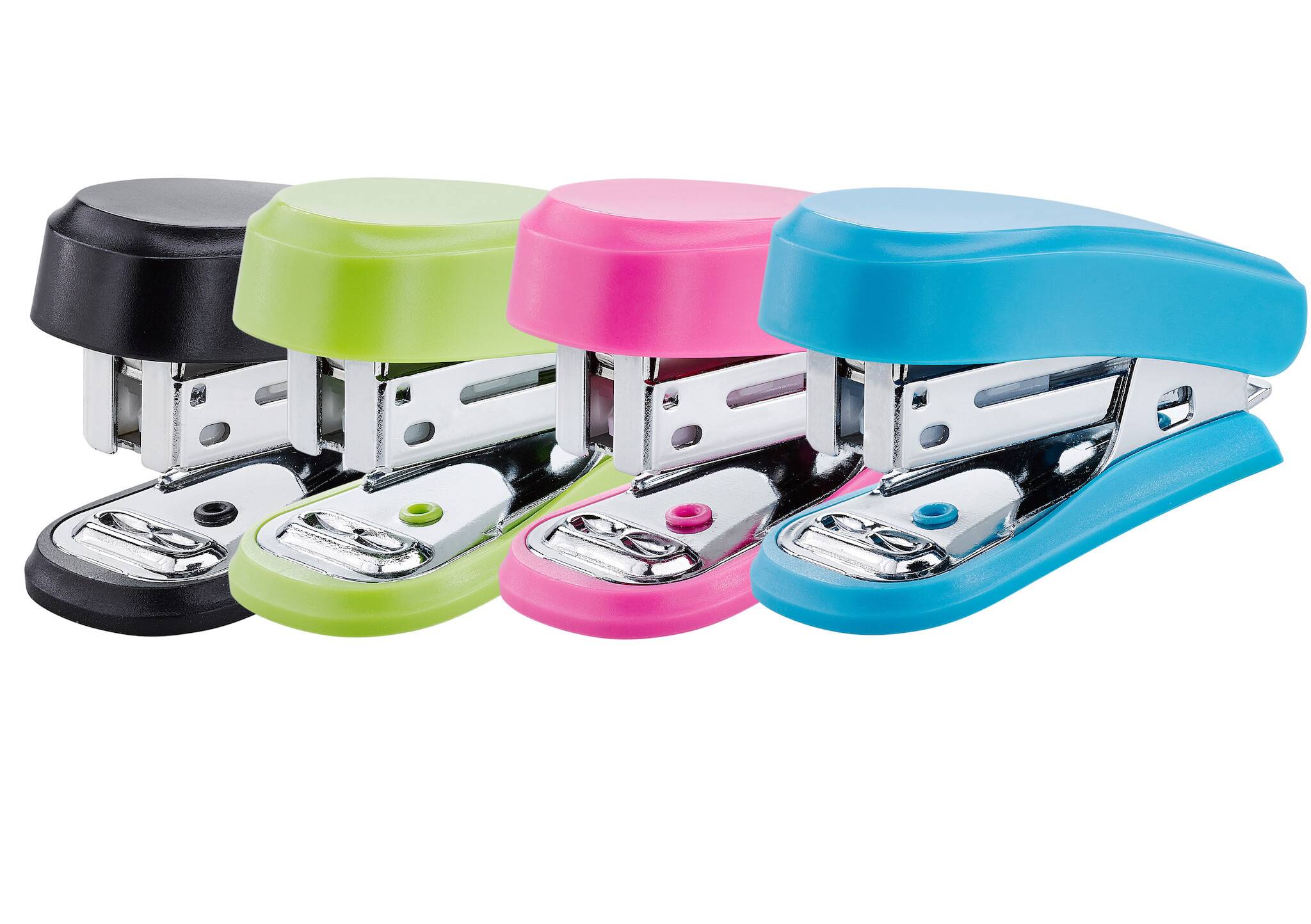 Heftgerät NOVUS MINI, farbig sortiert (je 3x schwarz/blau/green/pink)