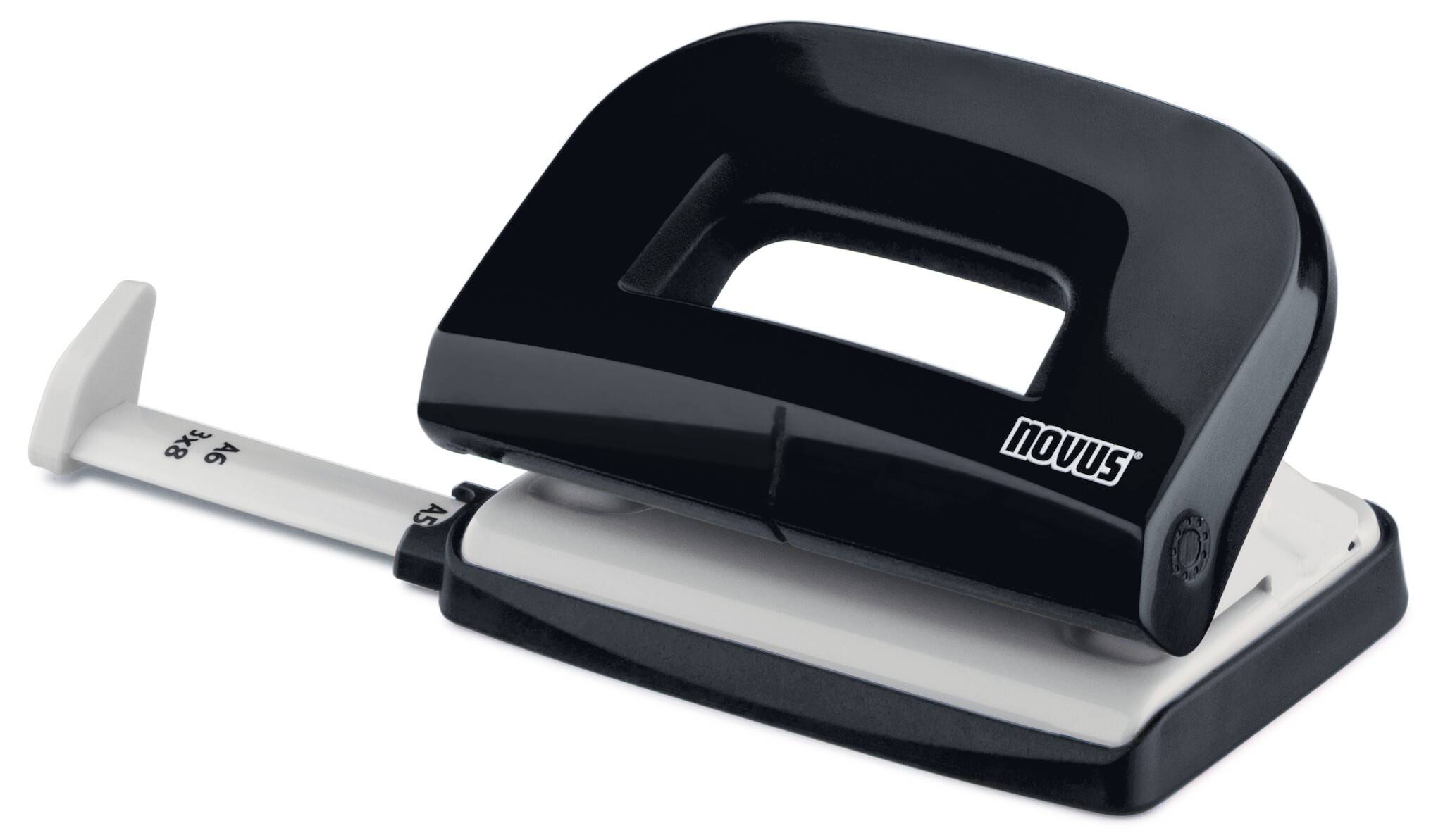 Locher E 210, bis 10 Blatt schwarz/grau, mit Anschlagschiene