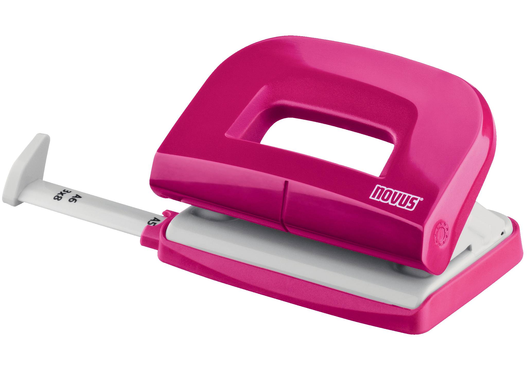 Locher E 210 fresh, bis 10 Blatt fresh pink/grau, Anschlagschiene