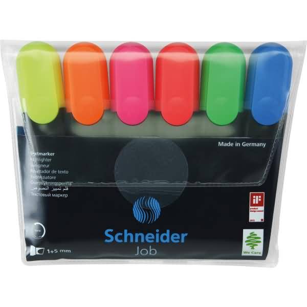Schneider Job - Textmarker - für Faxpapier - Rot, Blau, Grün, Gelb, Orange, rosa - wasserbasierte Tinte - 1-5 mm (Packun