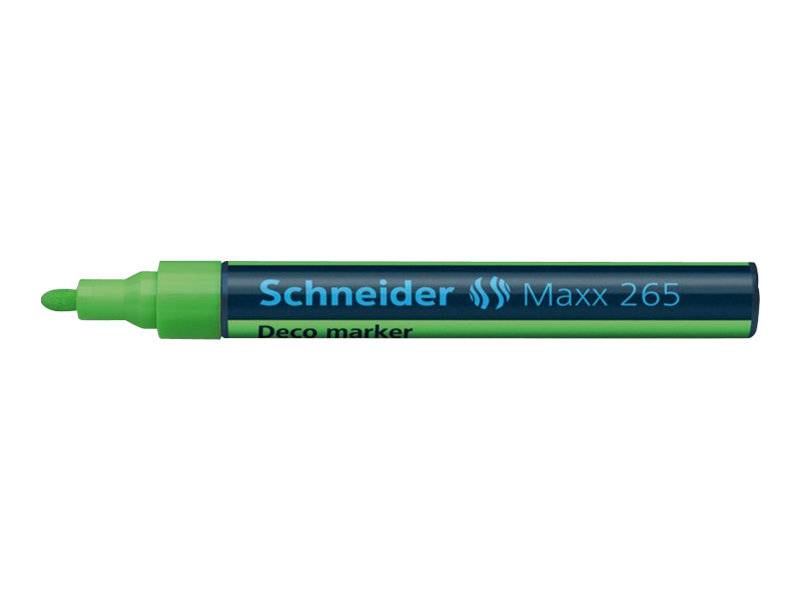 Grüner Schneider Maxx 265 deco Marker auf weißem Hintergrund, horizontal dargestellt