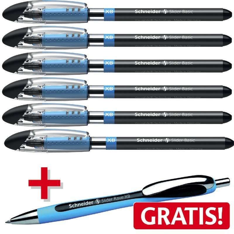 Kugelschreiber Slider Basic XB sort Etui VE=6+1 (schw. + 1xRave schwarz gratis)