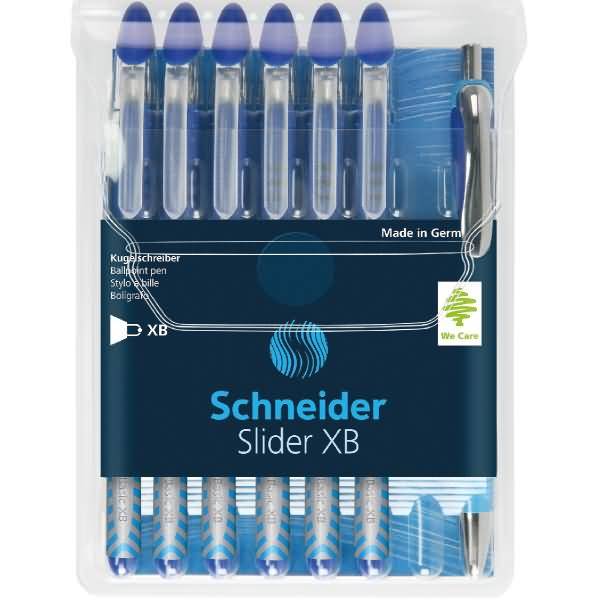 Kugelschreiber Slider Basic XB sortiert Etui VE=6 Stück (blau + 1x Rave blau gratis)