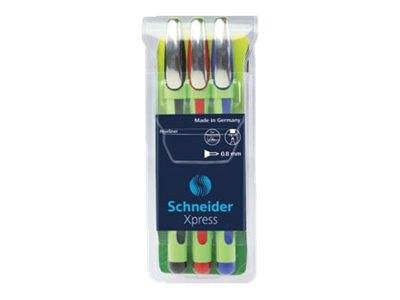 Schneider Xpress - Fineliner - Schwarz, Rot, Blau - wasserbasierte Tinte - 0.8 mm (Packung mit 3)