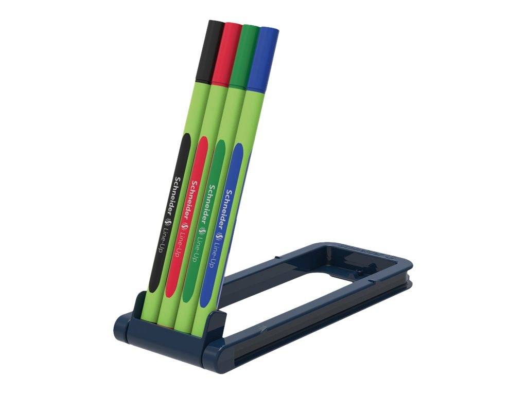 Schneider Line-Up - Fineliner - saphirschwarz, Blackforest Green, Lapisblau, Romantic Red - 0.4 mm (Packung mit 4)